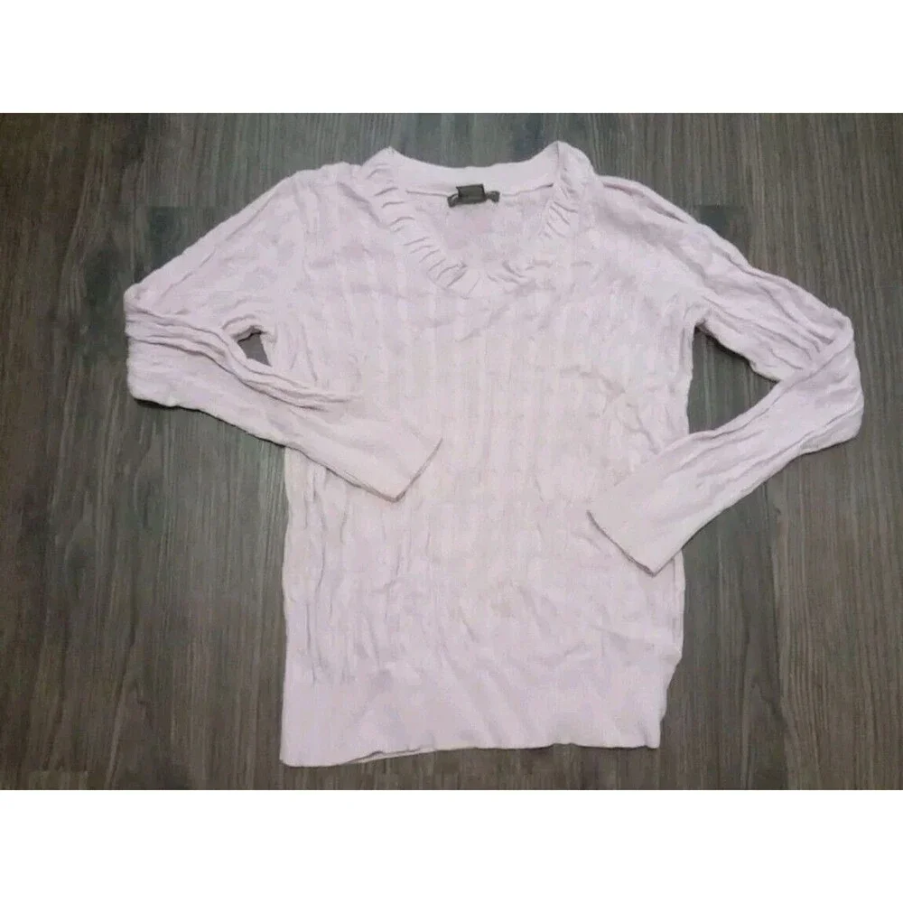 Eddie Bauer Sweater Womens Size XL Long Sleeve Pink Pullover Cable Knit